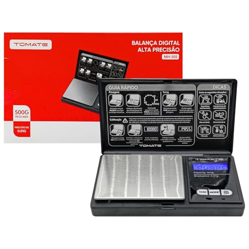 Balança Digital de Alta Precisão 0,01g com Display LED Azul Compacta e Portátil