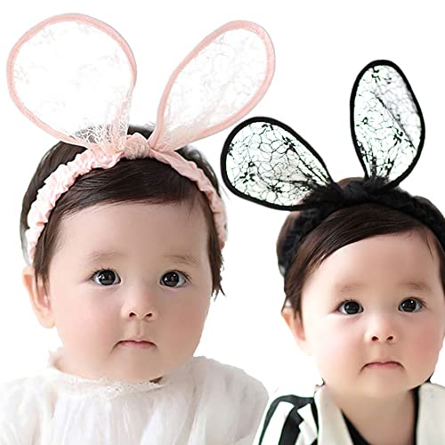 2 Pcs Easter Bunny Headbands Baby Headwraps Hair Accessories Rabbit Ears Lace Elastic Stretch Hairbands For Children Toddler Newborn #TOP14