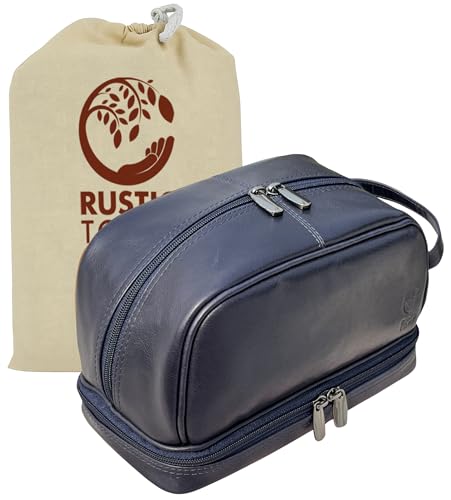 RUSTIC TOWN Leather Toiletry Bag - Waterproof Ditty Kit for