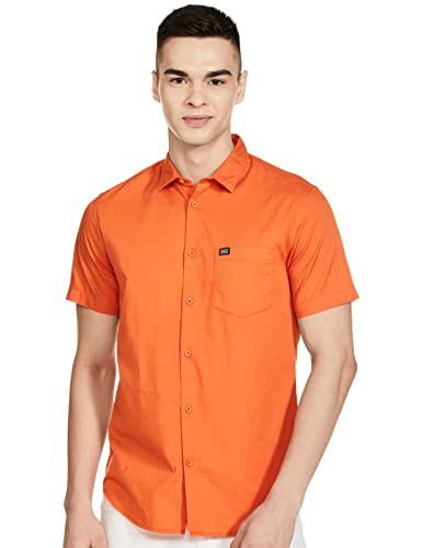 Image of The Indian Garage Co Men's Cotton Regular Fit Placement Print Half Sleeves Spread Collar Casual Shirt