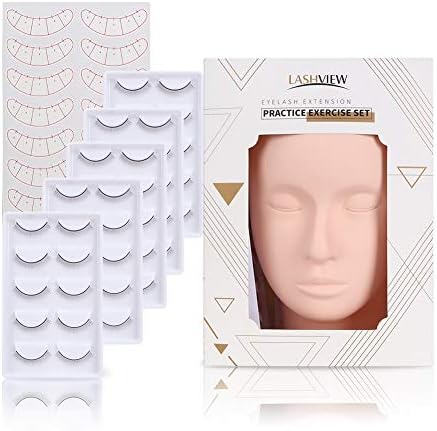 LASHVIEW Eyelash Mannequin Head,Eyelashes Extension Practice kit,with Eyelash Extensions,Training Lashes,Head Mannequin