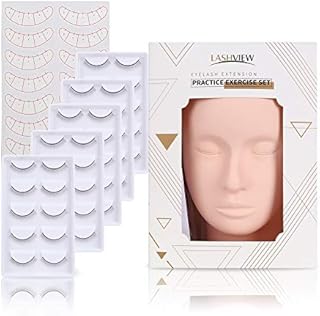 LASHVIEW Eyelash Mannequin Head,Eyelashes Extension Practice kit,with Eyelash Extensions,Training Lashes,Head Mannequin