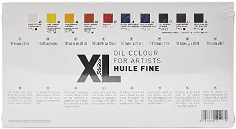 PEBEO 920111 20 ml XL Studio Fine Oil with Bursh, Set of 10, Assorted Tubes, multi-coloured