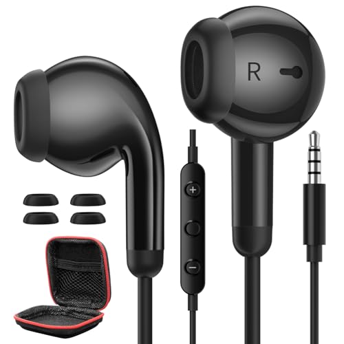 In Ear Kopfhörer mit Kabel, Mikrofon & Lautstärkeregler Noise Cancelling HiFi-Klang 3,5MM Kopfhörer für Samsung A25 iPhone iPad für MP3 MP4 Laptop Gaming Sport Büro Musik...