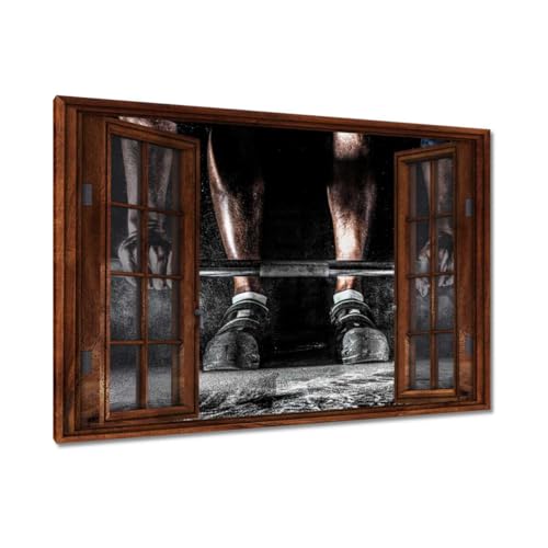 Toile haltérophile Barbell peinture imprimée decoration murale 90 x 60 cm salon