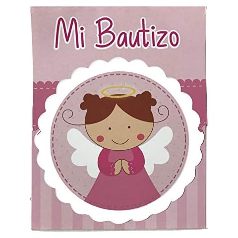 EMPORION Baptism Invitation Angel Themed Invitacion de Bautizo Angelita in Spanish 30 Pink Invitations Cover