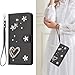 Ymyhyuxi Wallet Case for Oppo Reno 15 Pro mini 5G, Leather Flip Cover with Pearl Heart and Flower Design Cover, Card Slots and Photo Pocket, Magnetic Closure with Wrist Strap Black.