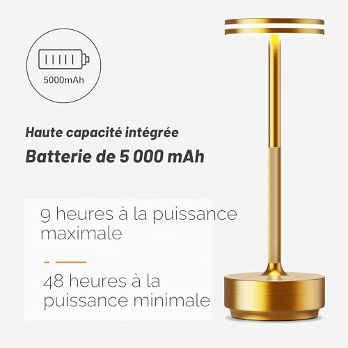 Hapfish lampe de table rechargeable,5000mAh lamp sans fil tactile 2PCS,IP54 – vue 2