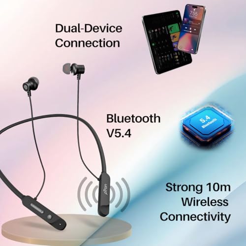 Image of pTron Tangent Buzz w / 50Hrs Playtime, Pristine Sound, Dual-Device Pairing, Bluetooth 5.4 Wireless in-Ear Earphones with Mic, Hall Switch Function, Voice Assistant, Type-C Fast Charging & IPX5 (Onyx)