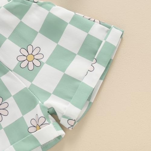 Image of Ayalinggo Toddler Baby Girl Sunflower Print Overalls Shorts with Pocket Suspender Trousers Cute Summer Clothing Outfit