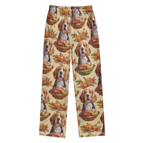 ZZXXB Beagle and Turkey Boys Long Pants Soft Trousers Elastic Waist Kids Lounge Bottoms with Pockets S-XL2