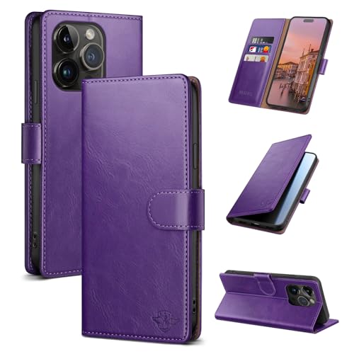 SUANDUCK Wallet Case for iPhone 14 Pro Max 6.7", Purple
