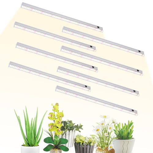 DingChen T5 Grow Lights, 2FT 120W (8×15W, 1000W Equivalent), Full Spectrum Grow Lights for Indoor Plants, 4000K, Plug and Play, Easy to Install, for Greenhouse & Plant Shelves (8 Pack)