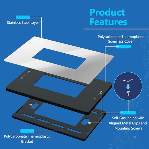 Image of LIDER Decorator Metal Wall Plate, Temperature and Impact Resistant, Screwless Cover, Modern Decoration Upgrade, Mid-Size 1-Gang 4.88 inch x 3.11 inch, UL Listed, Stainless Steel, Polished Chrome, 1-Pack