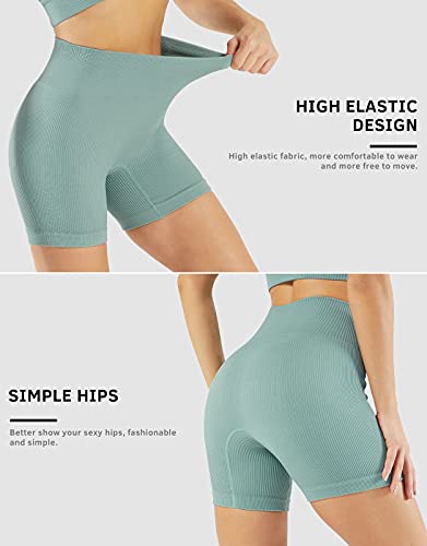 Women’s Workout Running Shorts High Waist Tummy Control Athletic Gym Yoga Lounge Shorts (N08L-Heibailan) #TOP3