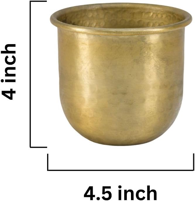 Serene Spaces Living Gold Brass Look Vintage Aluminum Vase - Perfect Decorative Accent for Plants, Weddings, and Events, Metallic Pot for Home, Small, Set of 2