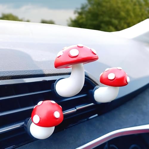 Image of Mushroom Car Air Vent Freshener Clip, Cute Car Vent Decoration, Funny Mushroom Decor Ornament, Universal Car Interior Accessories for Women