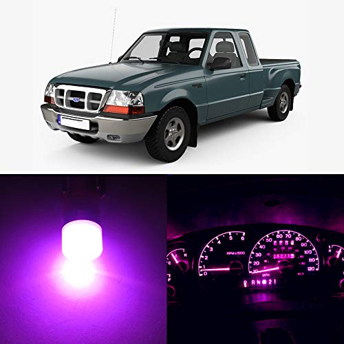 Image of WLJH High Bright Pink Instrument Panel Cluster Gauge Indicator Warning Lamp Bulb Full Led Light Package for Ford Ranger 1995-2003,Pack of 25 | 3030 SMD, Dimmable, Direct Replacement, Purple-Tone Gauge Instrument Backlighting, Warning Indicator Light, 25-Pack