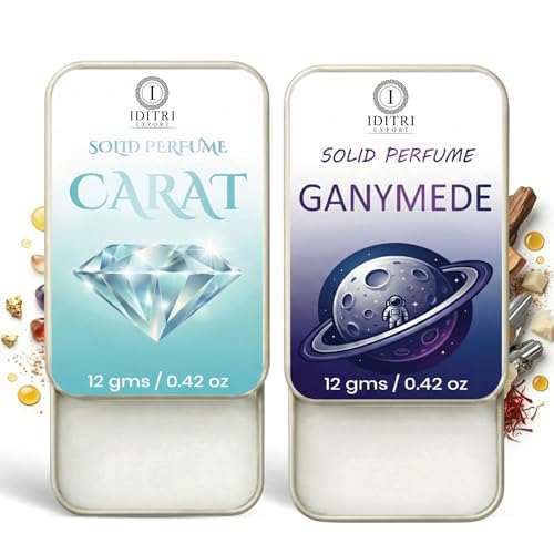 Image of IDITRI EXPORT Solid Perfume |Ganymede&Carat Alcohol Free Wax Perfume Balm, Long Lasting | Pocket Tin 12g, Pack Of 2| Non Greasy Smooth Glide, Travel Friendly Men And Women
