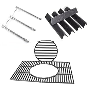 Grill Ersatzteile für Weber Spirit I & II 300 Series - E310 E320 E330 Gasgrills, 8847 Gusseisen Grillrost, 7636 Flavorizer Bar Brennerabdeckung & 69787 Edelstahl Brenner Zubehör für Spirit