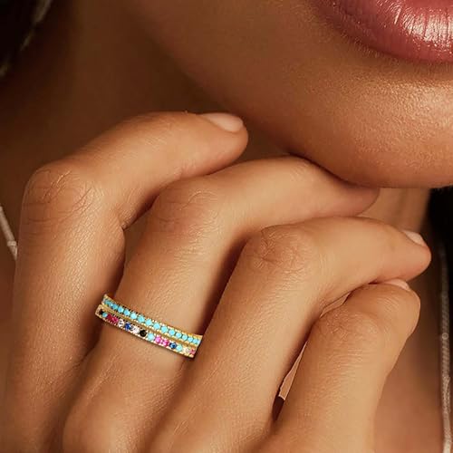 S SUSANN Eternity Band Rings for Women,Elegant Stacking Rings Personalized Gold Jewelry Gift-SIZE 7 by S SUSANN - Used condition - Image 3