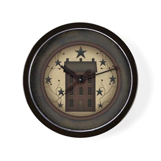 CafePress Primitive Saltbox and Stars Unique Decorative 10" Wall Clock
