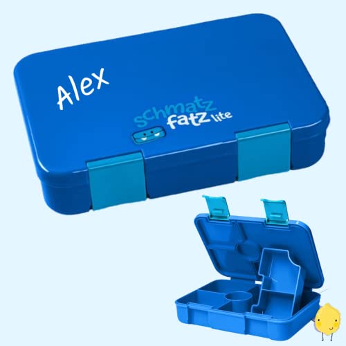 Anton & Sophie Schmatzfatz Junior by lite Lunchbox - MIT NAMEN - Brotdose für Kinder - mit Unterteilung in 4 oder 6 Fächer - auslaufsichere Bentobox - nur 350g (blau) Cover