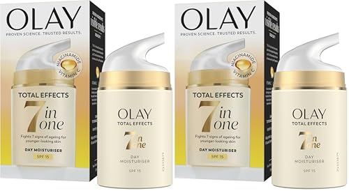 Image of Olay Total Effects 7-In-1 Anti-Ageing Moisturiser With Spf15, Niacinamide, Vitamin C And E, 50 Ml (Pack of 2)