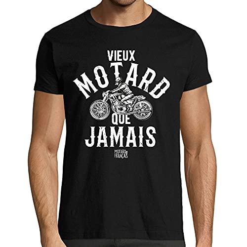T-Shirt Humour Vieux Motard, idée Cadeau Tshirt Moto, Coupe ajustée, 100% Coton (M)