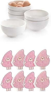 5in white ceramic bowls set of 6 and cellulose compressed sponges set of 8