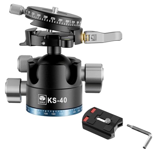 SIRUI 40mm Low Profile Ball Head KS-40, 360° Double Panoramic Aluminium Alloy Tripod Head for Camera, Camcorder, Professional Heavy Duty Ball Head for Tripod, Monopod, Camera Slider, Max Load 25KG by Sirui - Used condition - US$122.55