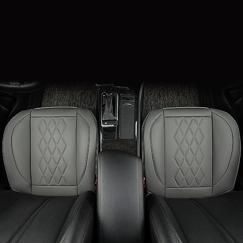 JOJOBAY Leather Car Seat Cover,Bottom Seat Covers for Cars,Front Seat Protector(Bottom),Fit for 95% of Vehicles - Padded,Anti-Slip(2 PC Front Pair,Grey) by JOJOBAY - Used condition - Image 5