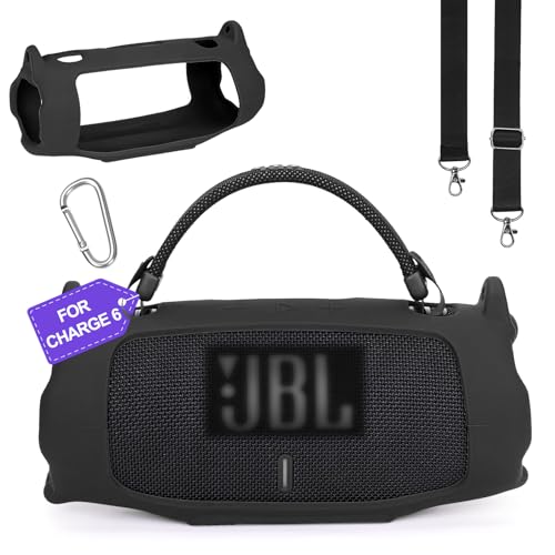 Silikonhülle Tragetasche Case Schlinge Tasche für JBL Charge 6 Lautsprecher, Outdoortaugliche Schutzhülle für JBL Bluetooth Box Portabler Lautsprecher, Stoßfest, wasserabweisend für Outdoor, Camping