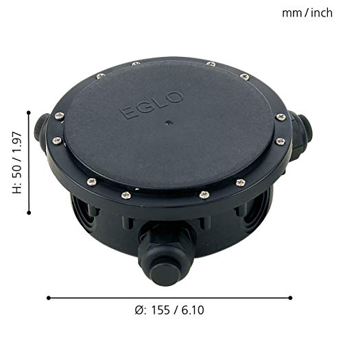 EGLO Outdoor Zubehör Connector Box, Kabel-Verteilerdose, 3 Leitungen, Material: Kunststoff, Farbe: Schwarz, IP68