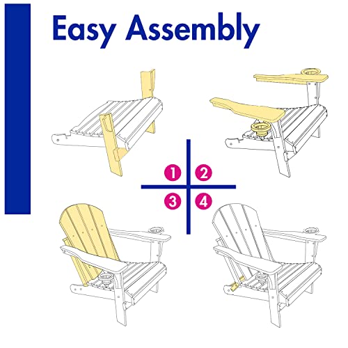 Briopaws Folding Adirondack Chair With Ottoman, Weather Resistant Hdpe Patio Chairs W/Cup Holders & Retractable Footrest For Poolside Lawn Fire Pit Deck Outdoor Porch Campfire, Grey, 1 Pack #TOP6