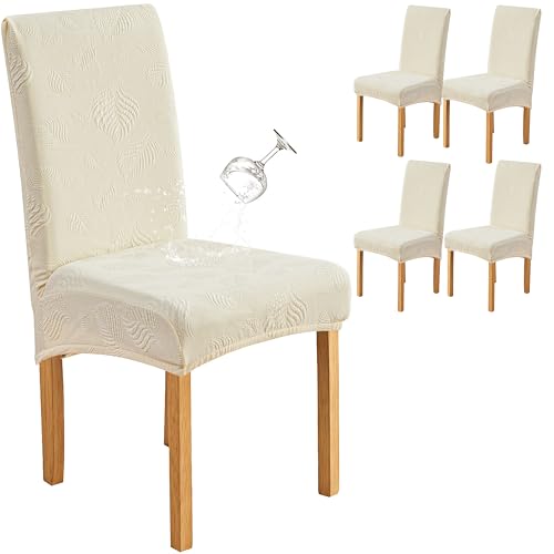 Image of Genina Waterproof Dining Chair Cover Set of 4,Large Chair Cover,Beige