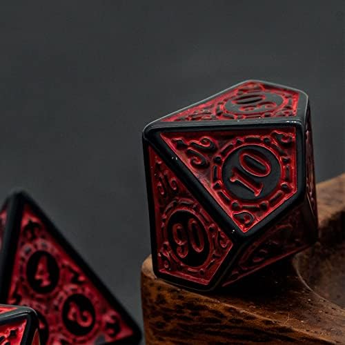 Cusdie 7Pcs/Set DND Dice Set D&D Polyhedral Dice for Dungeons and Dragons TTRPG Role Playing Dice Games RPGs (Red with Black Edge) - 1