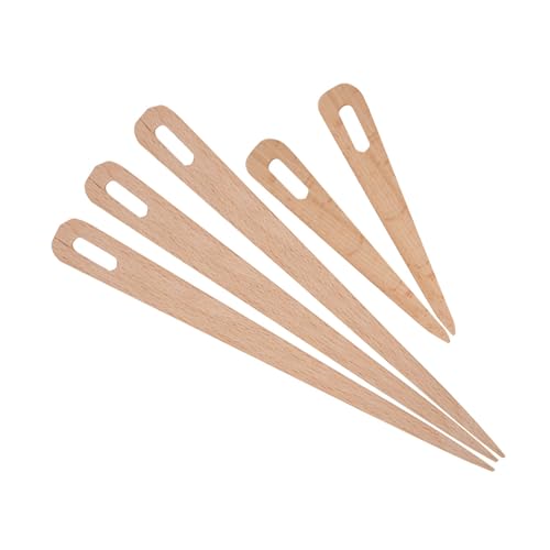 Yctze 5PCS DIY Wooden Big Eye Knitting Needles Tapestry Weaving Crafts Tools Toothbrush Needle for Rag Rug Making Nalbinding Weaving Needles Loom Yarn Tool Wooden Tapestry Amish Knot Rug - Image 4