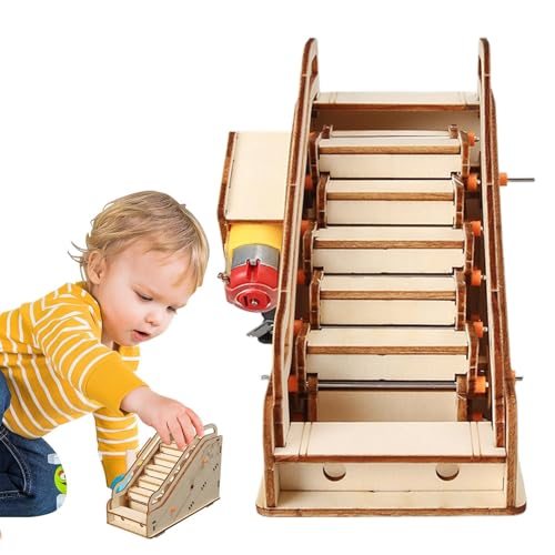 Kit De Aprendizaje De Escaleras Mecánicas - Modelo Científico De Madera De 6,4 Pulgadas | Juguete De Construcción Hecho A Mano | Dispositivo De Experimento Educativo para Adolescentes, Niños Y Niñas, - imagen 9