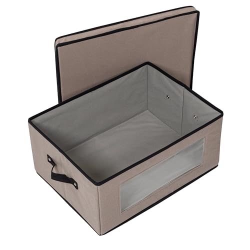 Honey-Can-Do Closet Fabric Storage Box with Lid, Clear-View Windo...