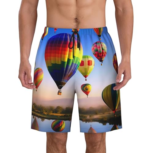 Hot Air Balloons Print Men's Beach Pants Lightweight Quick-Dry Swim Pants with Mesh Lining for Men