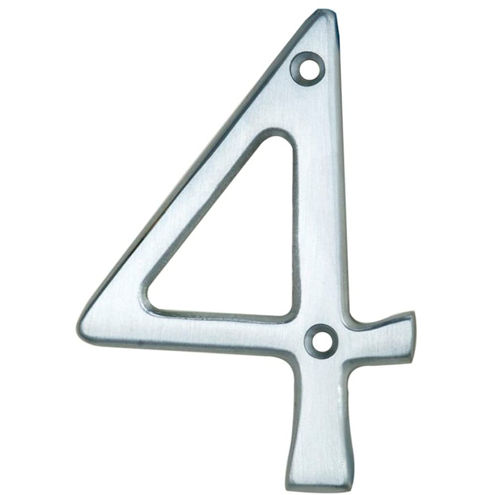 Loops Satin Chrome Door Number 4 - 75mm Height