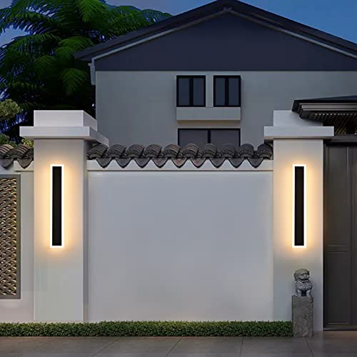 Bieocur Modern Outdoor Lights 23.6In-2Pcs Led Wall Sconce 12W Porch & Patio Light Frosted White Acrylic Exterior Light Fixture Watetproof Suitable For Garage,Entry,House #TOP2