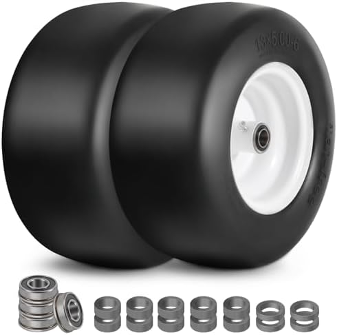 Marathon 30346 Flat-Free Smooth Lawn & Garden Tire On Rim – 13x5.00-6, Polyurethane Foam, No Flat