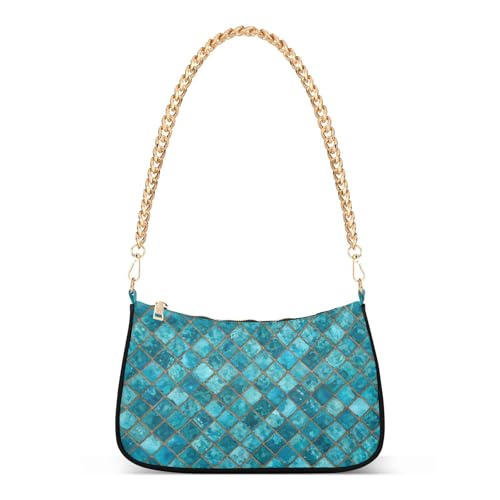 Bolsos bandolera para mujer, color turquesa, estilo hobo y tote, pequeño clutch con cierre de cremallera miniatura 1