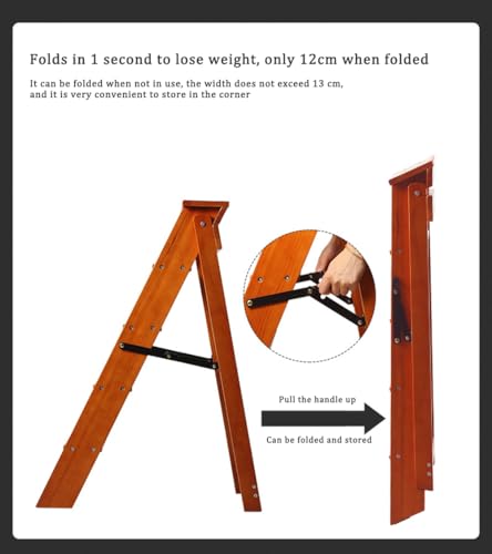 Escalera de madera de 5 peldaños y taburete plegable doméstico comercial 3
