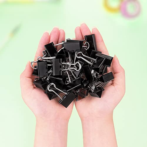 ZZTX Black Binder Clips Paper Clamps Clips Small Size, 1.0 Inches, 36 Pack