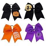 7 Inch Halloween Bow Hair Accessories Halloween Cheer Bows, Halloween Elastic Hair Ties Bowknot Rubb