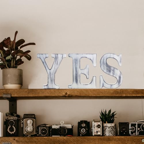WOODOUNAI 8 Inch Rustic White Wood Letters Unfinished Wood Letters for Wall Decorative White Retro Standing Letters Sign Board Decoration for Craft Home Party Projects (R) by woodounai - Used condition - Image 4