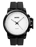 CakCity Men's Quartz Stainless Steel and Polyurethane Watch, Color:Black (Model: 1208)